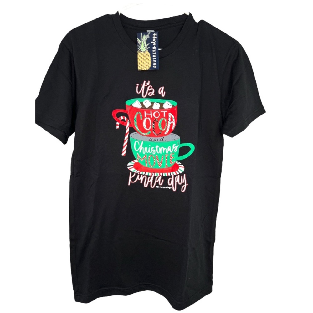 Its A Hot Cocoa and Christmas Movie Kinda Day Black Short Sleeve Tshirt Size S